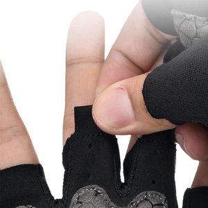 Gants de fitness demi-doigt rembourrés en gel de couleur classique unisexe Gants d'équitation antidérapants en cuir pour le cyclisme et le vélo pour l'été - Product Image 6