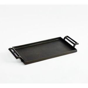 Plateau de service en métal doré antique de luxe avec poignées intégrées, plateau décoratif fini en laiton pour table basse, hôtel et mariage - Product Image 5