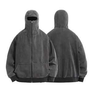 Unisex Custom Full Face <b>Balaclava</b> Hoodie 100% Cotton Zipper-Up Pocket Design Breathable OEM/ODM Winter Plain Dyed Universal for - Product Image 1