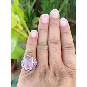 Vintage Fashion <b>Ring</b> Rose Quartz Rhodolite <b>Garnet</b> 925 Sterling <b>Silver</b> Handmade Gemstone <b>Ring</b> Wholesale Jewelry Supplier - Product Image 6