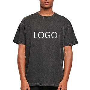 LOGO personnalisé T-shirt en coton de couleur unie de haute qualité pour hommes T-shirts à col rond surdimensionnés à épaules tombantes pour hommes - Product Image 2