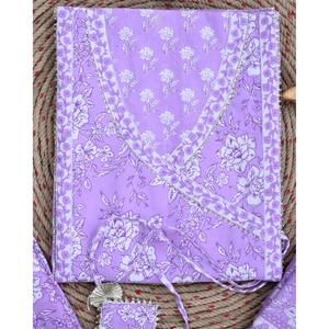Traditional Screen Print Cotton Unstitched Salwar Kameez Suit with Cotton Dupatta (Purple-SHKS1090) - Product Image 2