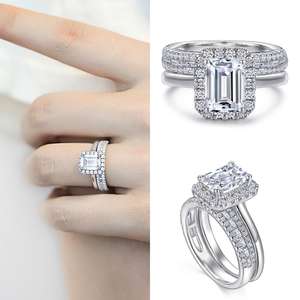 Оптовая продажа, обручальное кольцо с муассанитом из стерлингового серебра <span class=keywords><strong>925</strong></span>, 2 карата, кольцо с муассанитом - Product Image 3