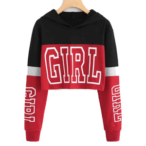 Venta al por mayor de sudaderas con capucha recortadas de mujer con logotipo personalizado Sudadera con capucha de algodón para mujer - Product Image 5