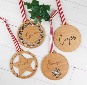 <b>Handmade</b> Warm Wooden <b>Christmas</b> <b>Baubles</b> - Rustic Holiday Ornaments to Add a Cozy and Festive Touch to Your Xmas Tree Decor - Product Image 5