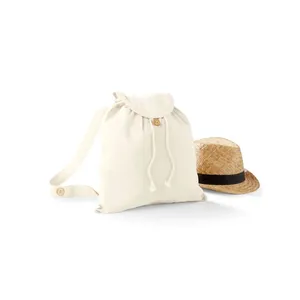 Westford Mill Organic Eco-Friendly Cotton Promotional <b>Backpack</b> with <b>Drawstring</b> Closure for Carrying Ecological Gadgets - Product Image 4