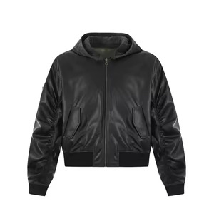 Veste en cuir PU réversible personnalisable pour hommes, col montant surdimensionné respirant brodé en bloc de couleurs, design d'hiver formel - Product Image 2