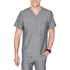 Hombres Scrub Tops de uniformes médicos profesional Scrub Top cuello en V transpirable personalizado ropa de trabajo hombres Scrubs Tops elegantes - Product Image 6