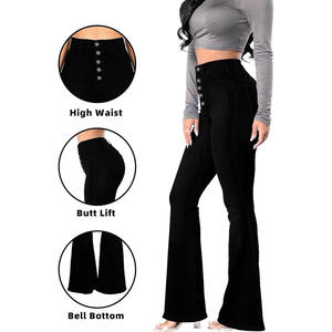 Nouveauté Pantalon en jean pour femme Design personnalisé de haute qualité Pantalon évasé respirant grande taille meilleur prix pantalon en jean pour femme - Product Image 4