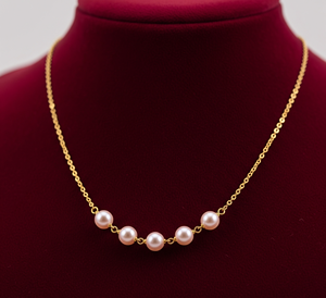 Cadena delicada de plata 925 de grado superior hecha a mano de agua dulce oro/perla cultivada blanca collar Certificado de Grado AAA AA varios tamaños - Product Image 3