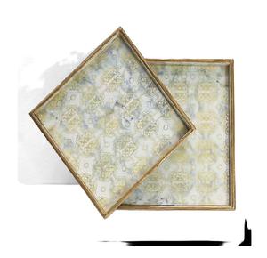 2025 décor de noël MDF plateau de service en bois carré avec finition brillante impression numérique émail comptage artisanat plateau décoratif - Product Image 1