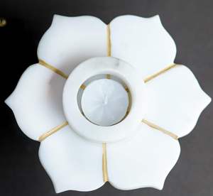 Luxueux marbre blanc fleur photophore bougeoir élégant décor à la maison pour les fêtes de noël salle à manger Ambiance noël - Product Image 1
