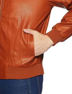 Veste d'hiver zippée courte pour homme sur mesure, style streetwear noir, col montant en PU, broderie, veste en cuir de vache pour homme - Product Image 4