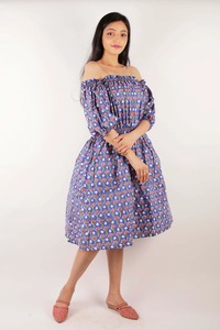 Vestido de algodón hecho a mano vestido de algodón de diseñador estampado bloque de mano - Product Image 3