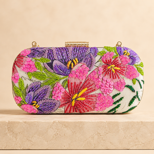 Pochette de Soirée Mini de Luxe Florale Perlée, Sac à Main Brodé de Paillettes avec Chaîne, Sac de Fête Doublure Satinée pour Femme - Product Image 3