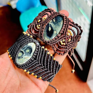 Bracelet en macramé de qualité supérieure avec 100% cabochons de mélange naturel Bracelet en macramé de pierres précieuses en vrac Bracelet unisexe - Product Image 3