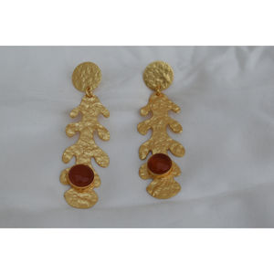 Pendientes de aro con piedra de Latón chapado en oro para niñas y mujeres, pendientes con acabado mate dorado - Product Image 6