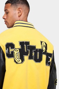 Chaqueta Varsity de lana de alta calidad para hombre, cómoda, color sólido personalizado con mangas de cuero de talla grande para primavera - Product Image 6