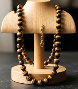 Buy <b>Tiger</b> <b>Eye</b> <b>Necklace</b> Women 18-Inch Hand Knotted Tibetan Silver Lock 14K Gold Plated Trendy Christian Gift Fashion Design Beads - Product Image 1