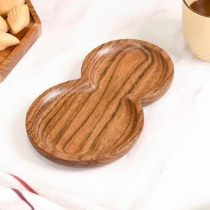 Plato de madera hecho a mano para servir, bandeja de madera de teca para servir aperitivos, plato de aperitivo de forma única, Plato decorativo para servir alimentos - Product Image 5