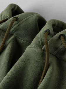 Sweat-shirt à capuche zippé en polaire australienne 600g, épais, double face, rembourré, avec motif imprimé pour l'hiver, couleur unie - Product Image 3