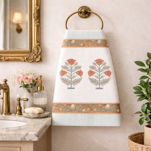 Serviettes en coton gaufré écologiques imprimées à la main en Inde, motif floral, super douces, séchage rapide, absorption rapide, pour hôtels et vente au détail - Product Image 3