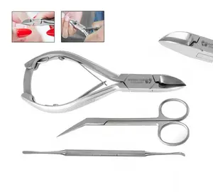 Tesoura de corte de unhas para podologia, conjunto de ferramentas de quiropodia para cortar unhas, arquivo de unhas, aparar cutículas e unhas, 3 peças
