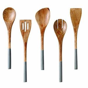 Cuillères en bois pour ensemble d'ustensiles de cuisine Outils de cuisson en teck naturel Ustensiles en bois personnalisés Cuisine et table - Product Image 1