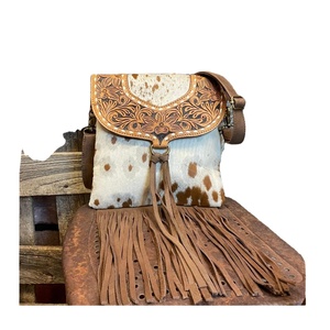 New Fashionable Cowhide Leather Sunflower Hand Tooled Crossbody Western Style Cowgirl <b>Bag</b> With <b>Long</b> Tassel Custom Made - Product Image 1