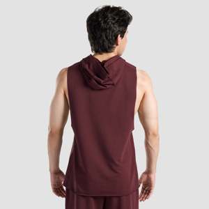 เสื้อกล้ามมีฮู้ดสำหรับผู้ชาย สีแดงเลือดหมู เสื้อออกกำลังกายสำหรับฟิตเนสและเพาะกาย ไซส์ XL ชุดกีฬา - Product Image 2