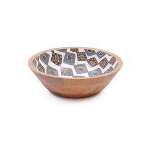 Salad Serving Wooden <b>Bowl</b> Use for Restaurant Elegant Quality <b>Enamel</b> Print Wooden <b>Bowl</b> Dinnerware - Product Image 1
