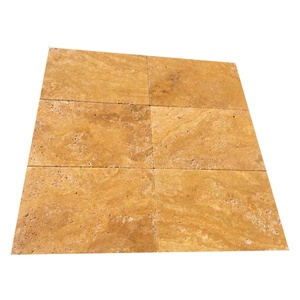 Pavé romain en travertin jaune doré de Turquie Design antidérapant 600x600 Pierre naturelle aiguisée non chargée dégringolée - Product Image 5