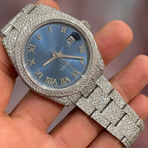 Montre-bracelet hip hop à bracelet en caoutchouc glacé pour hommes avec clarté VVS en diamant naturel avancé et design personnalisé - Product Image 1