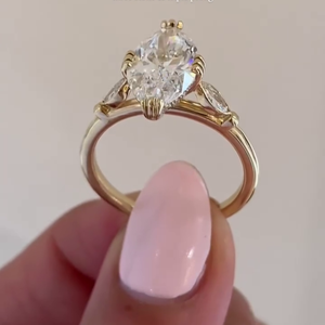 Bague de fiançailles certifiée IGI, taille marquise, avec halo caché et pierres latérales, bagues en diamant - Product Image 2