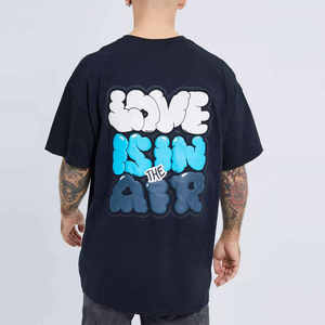 T-shirt imprimé en relief surdimensionné en tissu confortable de premier fabricant, style personnalisé, nouveau style tendance, couleur unie, impression 3D - Product Image 1