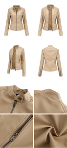 Chaqueta de cuero auténtico para mujer, nuevo estilo de diseño, venta al por mayor, chaqueta impermeable con cremallera de cuero auténtico a prueba de viento, ropa de mujer - Product Image 2