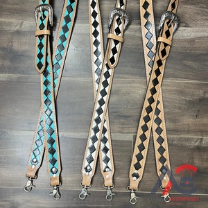 Sangle de sac à bandoulière réglable de haute qualité en cuir usiné à la main motif à carreaux logo personnalisé sangles en cuir véritable pour unisexe - Product Image 1