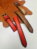 Meilleur bracelet de montre classique en cuir de veau italien, brossé à la main, bords finis, plusieurs tailles, doublure tannée végétal, One Fix One Band