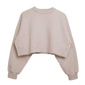 Nouveau sweat oversize Boxy Fit Jumper avec ourlet recadré incurvé à capuche et col rond en polaire avec étiquette personnalisée pour la saison d'hiver - Product Image 6
