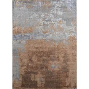 Tapis Uvenuti en laine et soie de bambou à motifs abstraits gris et noir noué à la main pour usage domestique - Modèle 5004 - Product Image 1