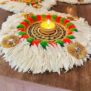 Floral Handmade Eco-friendly Modern Round 8 Inch Rangoli Set Festive Home House Warming Wedding Gift Mats Tea <b>Party</b> Diwali - Product Image 1