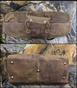 Grand sac de sport en cuir véritable fait à la main unisexe Style Vintage personnalisable voyage week-end pour les vacances de gymnastique Logo personnalisé - Product Image 1