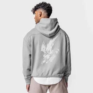 เสื้อฮู้ดผู้ชายขนาดใหญ่โอเวอร์ไซส์500Gsm frenchterry ผ้าฝ้ายซักกรดแบบสวมหัวโลโก้ที่กำหนดเอง - Product Image 3