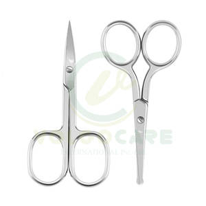 Tijeras de pelo de nariz curvadas y redondeadas de primera calidad para hombres, Juego de 2 piezas, tijeras de manicura para cutículas de uñas, Kit de tijeras para bigote de barba - Product Image 1