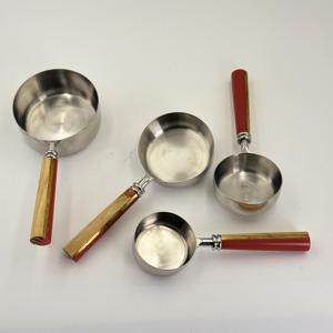 202 Stainless Steel Powder and Liquid <b>Measuring</b> with Wooden and Resin Handle Long Short Handle <b>Measuring</b> Spoons for Powder Beans - Product Image 1