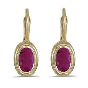 Boucles d'oreilles pendantes et clous en or jaune et rose 14 carats serties de rubis ovales, style vintage avec certificat GIA, plaqué or - Product Image 2