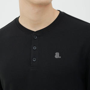 Casual Long Sleeve <b>Henley</b> T <b>Shirt</b> Blank Custom Logo Front Plus Size Breathable Slim Fit Cotton Bamboo Fiber - Product Image 3