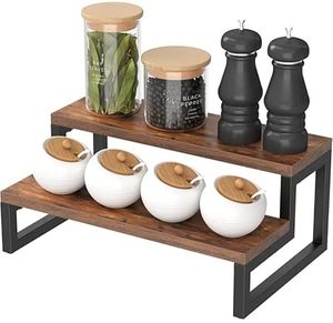 Rectangle 2 niveaux en bois poli plateau de service Cupcake présentoir écologique artisanat moderne couleur personnalisée décor de fête - Product Image 1
