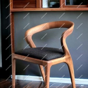 Meilleure Vente Chaise de Salon Créative Classique en Bois Massif avec Coussin Chaise de Café et de Salle à Manger Moderne en Bois Massif - Product Image 1