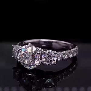 Anillo de Diamantes de 1.0 Ct y 2.0 Ct, Diamantes Cultivados en Laboratorio, VS1 E F, Corte Brillante Redondo, Joyería de Lujo, Regalo - Product Image 2